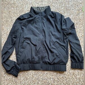 Lululemon Bombs Away Jacket Black/Olive Green Camo Print Reversible Zip Sz 4